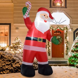 HOMCOM Inflatable Christmas Outdoor Lighted Yard Decoration, Santa Claus with Candy Cane, 8ft Tall