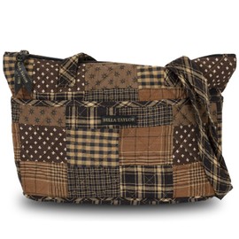 Bella Taylor Small Tote Shoulder Bag for Women - Quilted Cotton Ironstone Black and Brown Patchwork