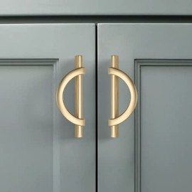 Amerdeco 6 Pack Brushed Gold Cabinet Pulls 3.75 Inch(96MM) Hole Centers Kitchen Cabinet Handles Hardware Kitchen Handles for Cabinets Cupboard Handles Drawer Pulls