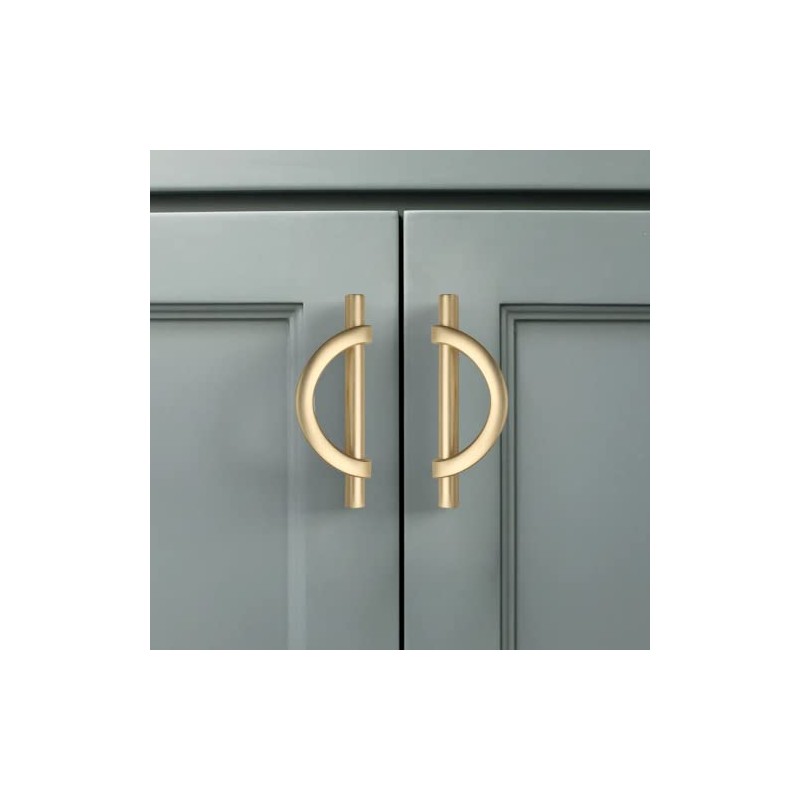 Amerdeco 6 Pack Brushed Gold Cabinet Pulls 3.75 Inch(96MM) Hole