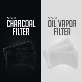 Ovente 1.5 Liter Electric Deep Fryer FDM1501BR Charcoal and Oil Vapor Replacement Filter Set Pack of 3, White and Black ACPFDM1503