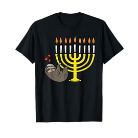 Hanukkah Sloth Menorah Chanukah Jewish Women Kids Boys Girl T-Shirt