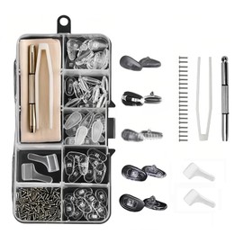 25 Pairs Silicone Eyeglass Nose Pads Kit – Anti-Slip Hypoallergenic Nose Cushions with Screws, Screwdriver, Tweezers & Storage Case – Universal Glasses & Sunglasses Repair Set (Frosted White)