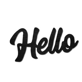 CREATCABIN Wood Cutout Hello Sign Laser Cut Wooden Wall Decor Sculpture Hanging Decor Wall Art Decoration for Home Gallery Office Front Porch Door Black 9.4" x 4.7"