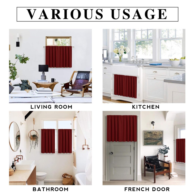 RYB HOME Blackout Curtains for Half Window Kitchen, Thermal Insulated