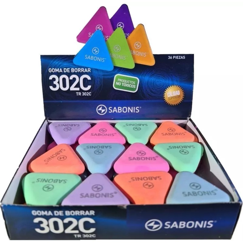 Sabonis Goma Triangular Color Surtido Sabonis Tr302borra Lapiz 36pcs