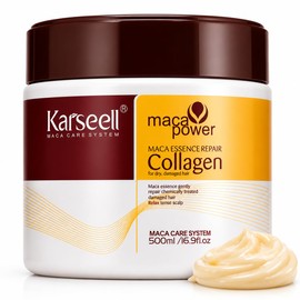 Karseell MACA CARE SYSTEM Hair Treatment Hair Mask Professional Collagen Argan Oil Coconut Oil Avocado Repair Treatment Moisture Anti-Frizz Hair Care Dry Broken Brittle Hair Keratin Hair Treatment 500 ml