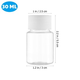 Baluue 10Pcs 30ml Clear Plastic Pill Container Bottle Empty Pill Tablet Dispenser Bottles for Liquid Tablet Pills