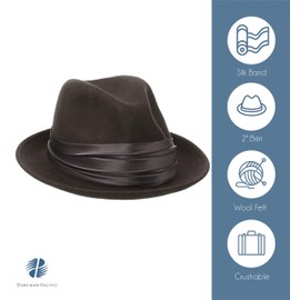 STACY ADAMS Men's Crushable Wool Felt Snap Brim Fedora, Black, X-Large