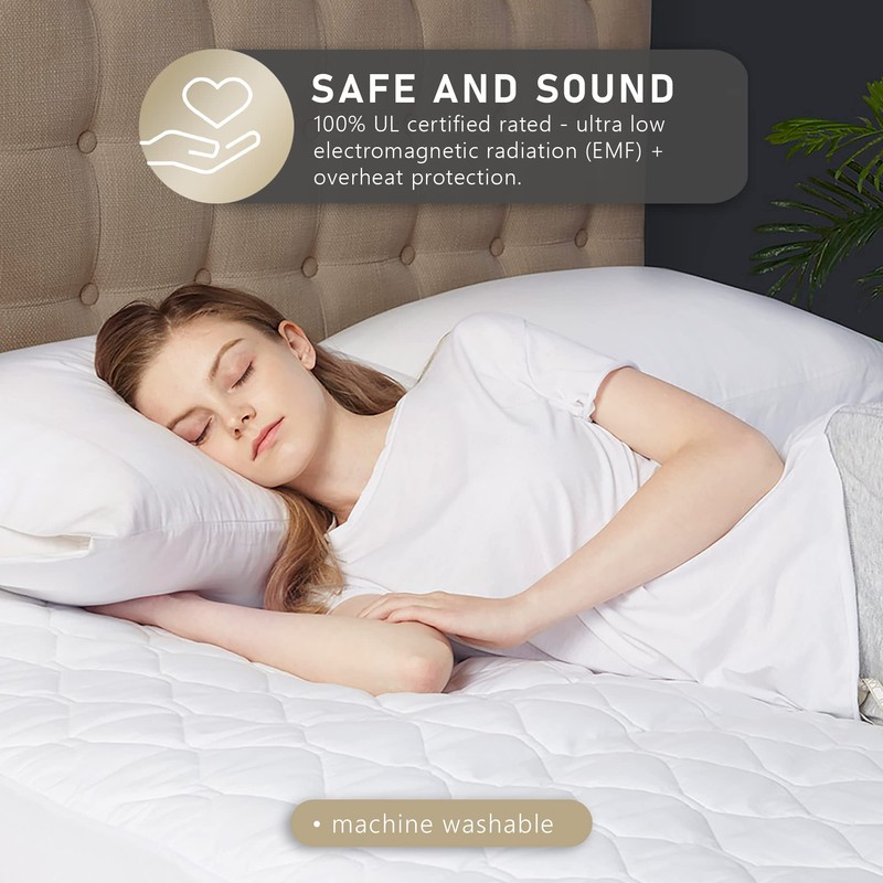 California King Heated Mattress Pad with Dual Control, 100% Cotton