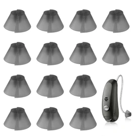 14 Pack Tulip Hearing Aid Domes Replacement Compatible with GN Resound/Jabra Hearing aid, Fit Standard Receiver BTE/RIC, Split Ear Rub Piece Comfortable and Soft for Open Air (Black, 14 Pcs)