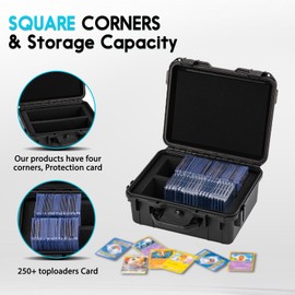 Comlly 100 Pocket Toploaders + Hard Storage card case - Trading Card Organizer for Baseball/Sports Cards and TCG Decks (Archival-Safe & Shockproof)