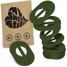 MySweetStitch - 10 x Enlite Guardian Plasters, Overpatch Diameter 80 x 65 mm, Inner (Bridge) Diameter 10 mm, Waterproof, Breathable, Skin-Friendly, Olive Green