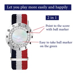 E TRUEE Golf Ball Marker with Golf Stroke Counter Bracelet, Pearl Crystal Ball Marker, Golf Accessories, Golf Gifts, Golf Counters for Women