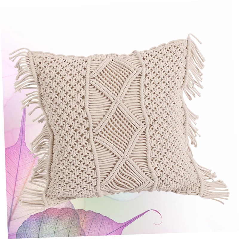 MERRYHAPY Unique Hand Woven Pillow Covers Linen Bolster Case Skin-Friendly