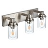 MELUCEE Brushed Nickel Bathroom Light Fixture with Clear Glass Shade,