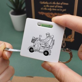 Azeeda 'Man On Mobility Scooter' Keyring Tape Measure/Spirit Level Tool (KM00022267)