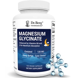 Dr. Berg Magnesium Glycinate (4X Lab-Tested & Verified) - USA Formulated Chelated Magnesium Glycinate for Stress Relief, Relaxation & Good Sleep* - Magnesium Supplement Capsule - 150 Capsules