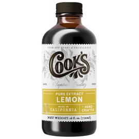 Cook's Pure Lemon Extract, Premium Quality, Cold Pressed Lemon, Sugar Free, Gluten Free, Allergen Free,16 oz