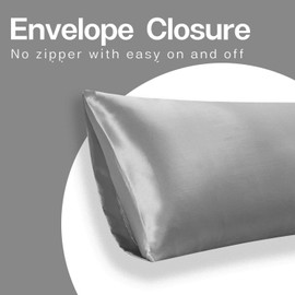 Pure Silk Pillowcase Set of 2, Standard Size, Satin Silk for Hair & Skin, Super Soft, Cooling, Breathable, Wrinkle Resistant with Envelope Closure, Grey, 50x76 cm (20 x 30")