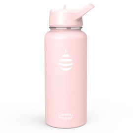 Clearly Filtered Water Bottle | Removes 220+ Contaminants, Double-Wall Insulated Stainless Steel, BPA/BPS Free, Phthalate Free, Filters Flouride Lead Chlorine (32oz, Blush)