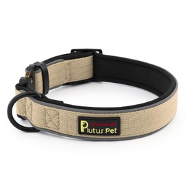 Plutus Pet Tactical Dog Collar, Reflective, Adjustable Heavy Duty Dog Collar, Soft Padded and Comfortable, for Small Medium and Large Dogs (Beige, S)