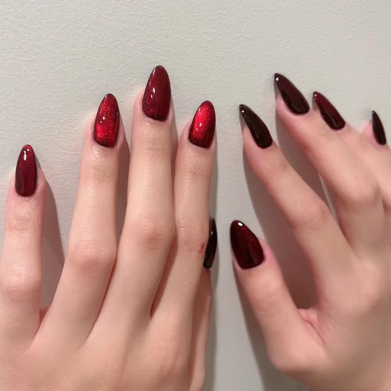 NAILKISS 12ml Dark Red&Burgendy Red Cat Eye Magnetic Gel Polish