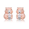 S925 Sterling Silver Capybara Earrings for Women, Cute Boba Stud