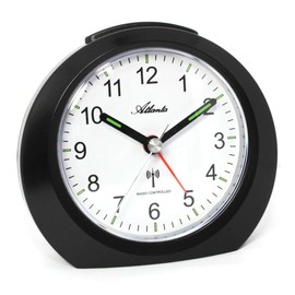 Radio Alarm Clock without Ticking with Light Snooze Luminous Hands Analogue 1856 (Black)