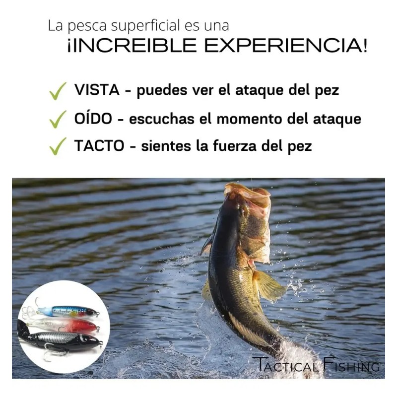 Kit Con 3 Señuelos De Pesca Superficial Whopper Plopper