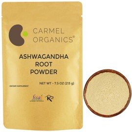 CARMEL ORGANICS Ashwagandha Root Powder 7.5 Ounce, Non GMO & Gluten Free, Natural, Withania Somnifera, No Added Preservatives, Directly Sourced from Indian Farmers