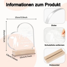 SEPGLITTER Dad Gift Birthday, Heart Shaped Acrylic Decorative Father's Day Gifts from Daughter Son Best Dad Gifts for Dad Birthday Gift