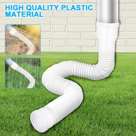 Gutter Flexible Downpipe Extension, Rain Gutter Outlet, Round Extension for Downpipe 80/100 mm, Gutter Extension Downpipe Extension from 47 to 150 cm for Lawn/Eaves (White, Pack of 2)