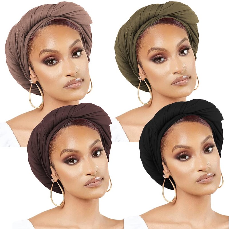 Nonbongoy 4PCS Head Wraps for Black Women Stretch Headwraps Large