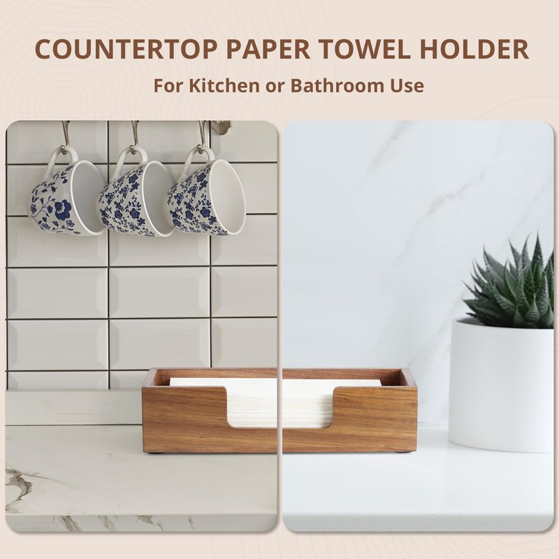 Paper Towel Dispenser Countertop, Acacia Wood Folded Paper Hand Towel