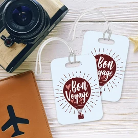 LT099 Bon Voyage - 3 Novelty Funny Unique Designer Gift Glossy Plastic Suitcase Luggage Tag