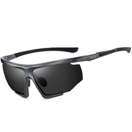 DUCO Sports Mens Sunglasses Trendy Square Polarized Running Sunglasses For Women UV400 Lens DC8238 (Gunmetal Frame Gray Lens)