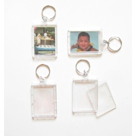 RI 15 NEW PHOTO FRAME KEYCHAINS KEY CHAIN CLEAR TRANSPARENT PICTURE FRAME