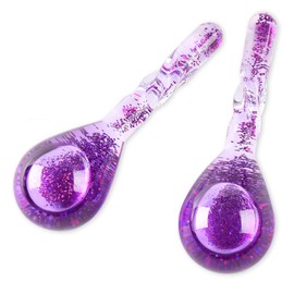 Facial Ice Globes, Cryo Cooling Balls with Anti-Slip Handle for Face, Eyes & Neck, Relaxing Beauty Massage Tool for Soothing and Refreshing Skincare Routine, Glitter Purple