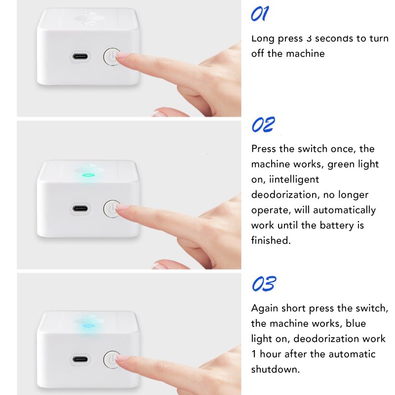 Portable Refrigerator Deodorizer Lightweight Compact Portable Rechargeable Fridge Odor Eliminator