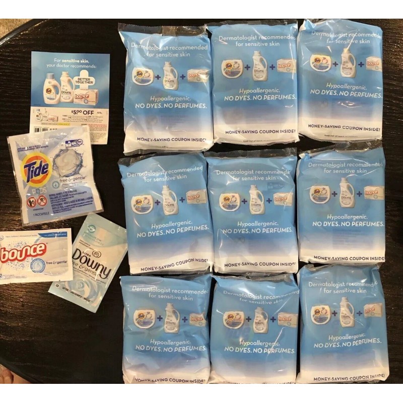 Tide Pods, Downy & Bounce Fabric Softener Free & Gentle