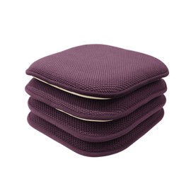 GoodGram 4 Pack Non Slip Ultra Soft Chenille Honeycomb Premium Comfort Memory Foam Chair Pads/Cushions - Assorted Colors (Purple)