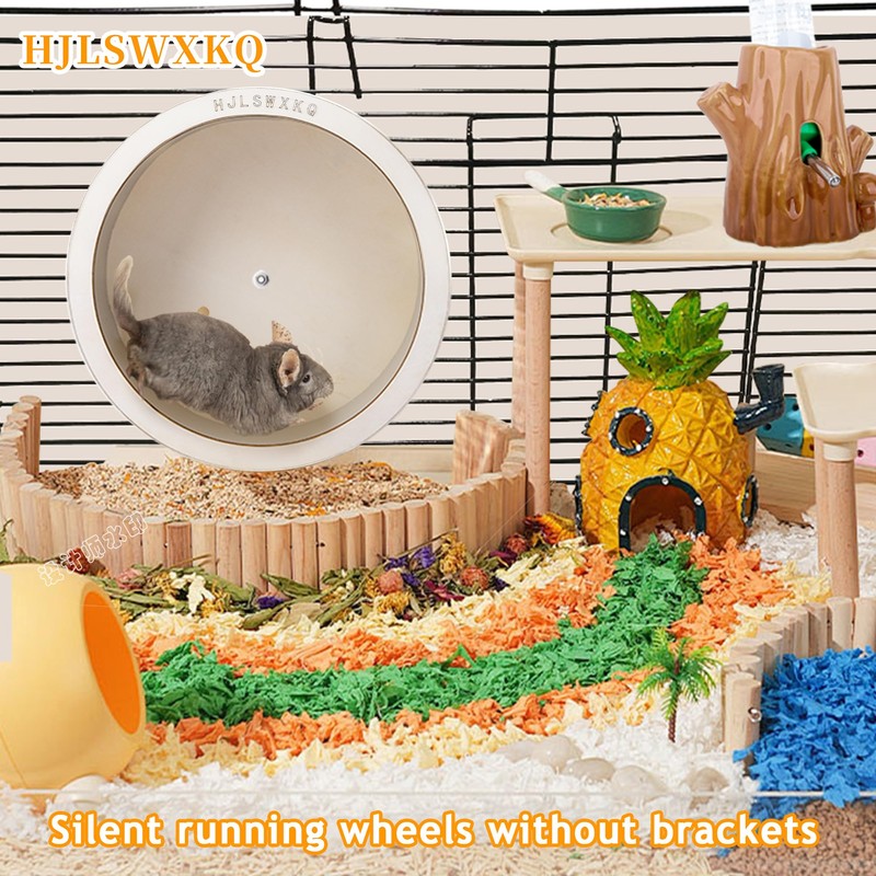 HJLSWXKQ 15inch Wall-Mount Silent Chinchilla Wheel - Wooden Exercise Wheel