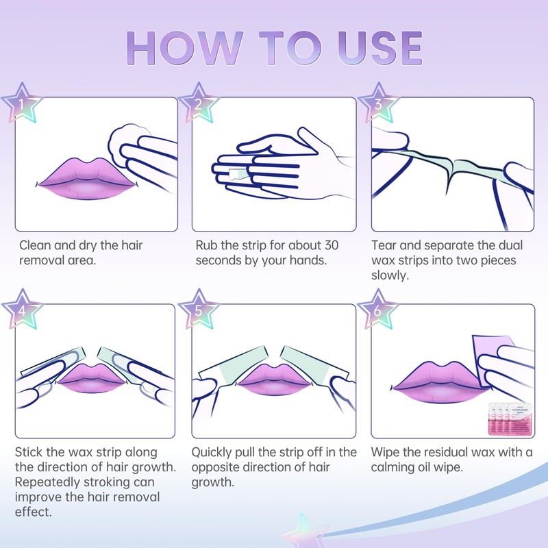 LaWink Wax Strips, Cold Wax Depilation Strips, Upper Lips, Wax