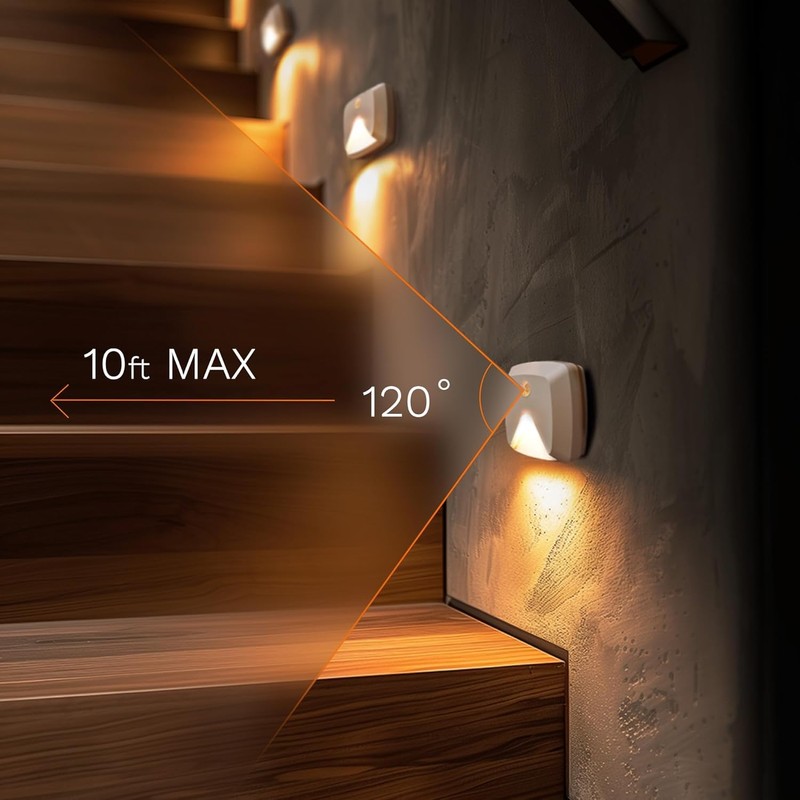 innofox 10-Pack Stick-on Motion Sensor Lights, Warm White LED Night