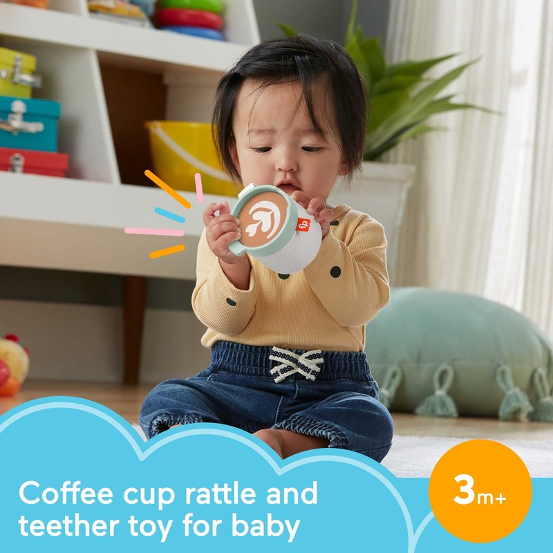 Fisher-Price Baby Toy Rattle A-Latte Coffee Cup Teether for Infant