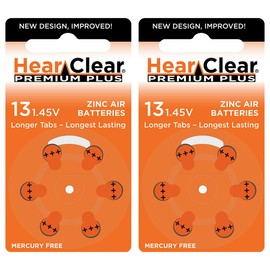 HearClear Size 13 PR48 Hearing Aid Batteries Orange Tab (12 Batteries)
