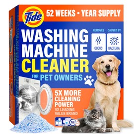 Tide Pet Washing Machine Cleaner 52 Week Supply with Oxi for Front and Top Loader Washer Machines, Deep Cleaning Residue & Odor Eliminator, 12 Month Supply (Packaging May Vary)