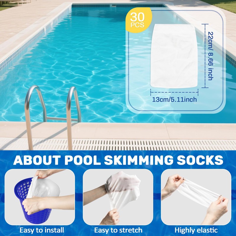 Sukh Pool Skimmer Socks Filter - 30PCS Pool Socks Skimmer