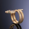 Gold Coiled Snake Ring, Reptile Serpent Ring for Men, Blue